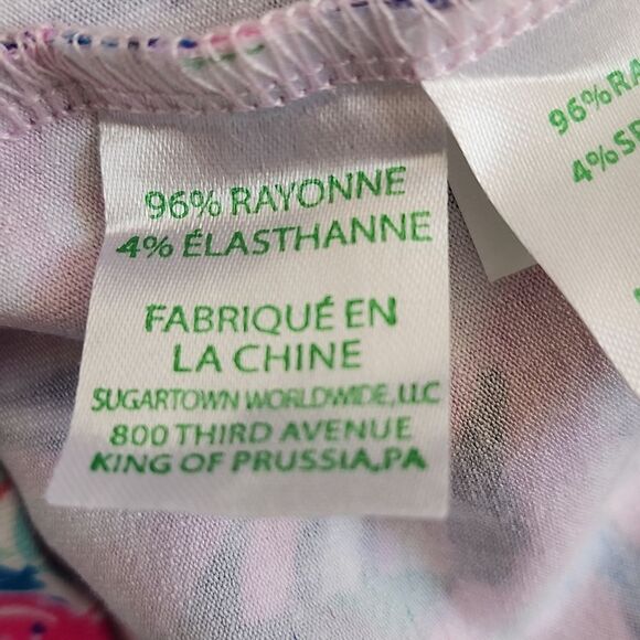 Lilly Pulitzer Karlie Wrap Romper, hot pink, aqua, blue, white, size XXS - Picture 9 of 11